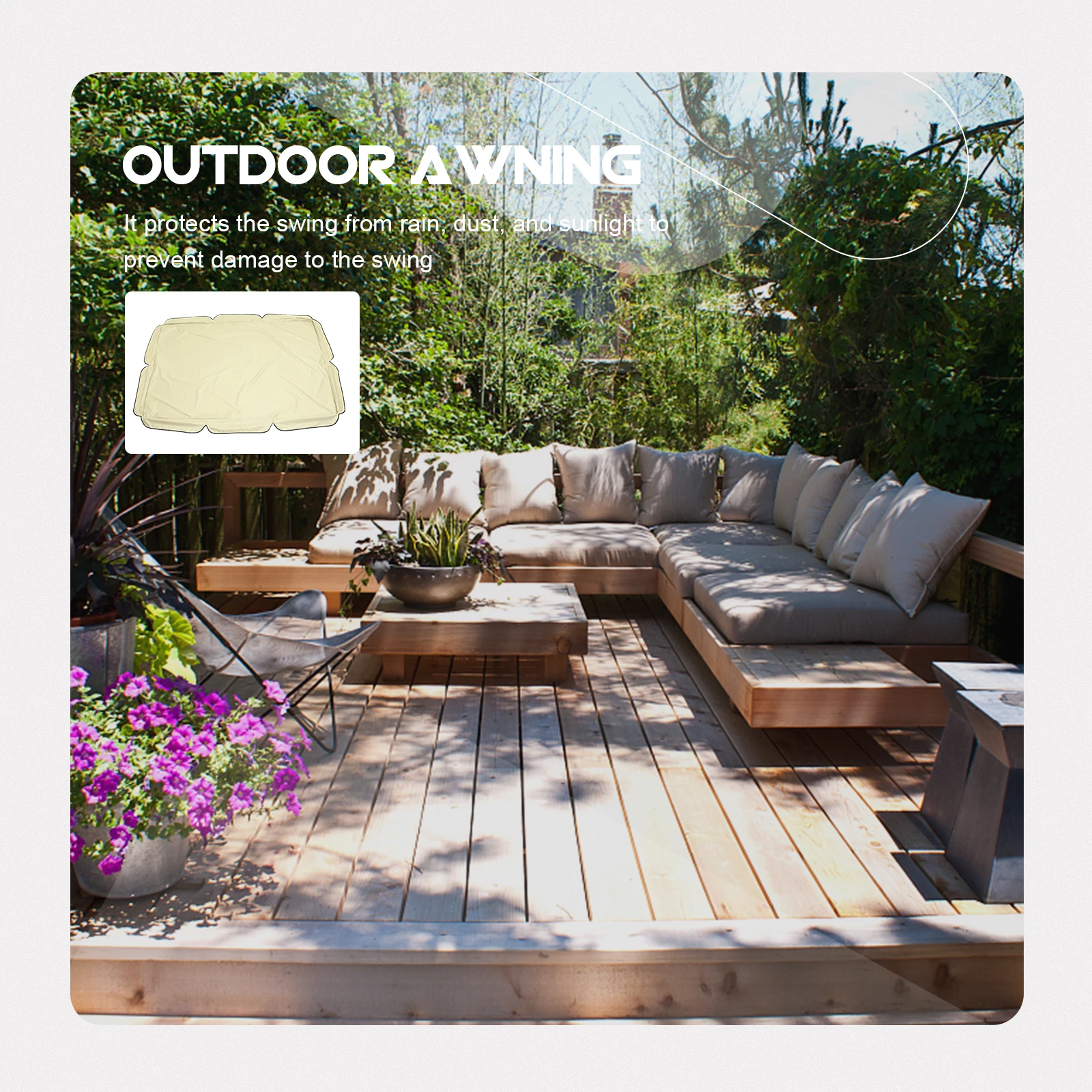 

Garden Swing Roof Sun Visor Outdoor Canopy Covers Shade Beige Oxford Cloth Durable Protector Replacement Waterproof Dust Cover