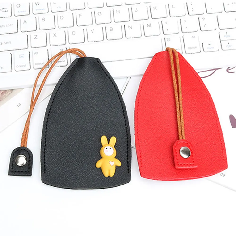 Lovely Rabbit Women Girls Pull Type Key Bag Pu Leather Key Wallets Housekeepers Car Key Holder Case New Leather Keychain Pouch