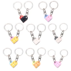 2Pcs Cute Love Heart Brick Keychain for Couples Friendship Women Men Girl Boy Key Ring Birthday Jewelry Gift