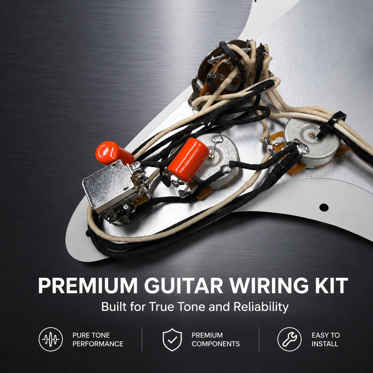 ST Strat Pre‑wired Guitar Wiring Harness With Tone Capacitors & Output Jack For Vintage‑Style Bridge Upgrade Replacement Parts