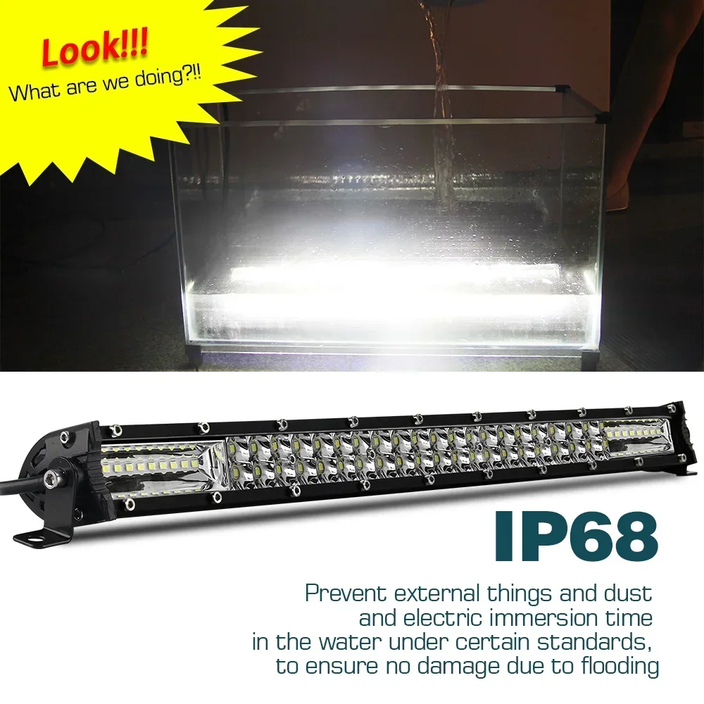 High Power 12D Led Light Bar 60W 120W 180W 240W 300W Led Work Lights Spot Flood Combo Beam for Truck Tractor SUV ATV Offroad