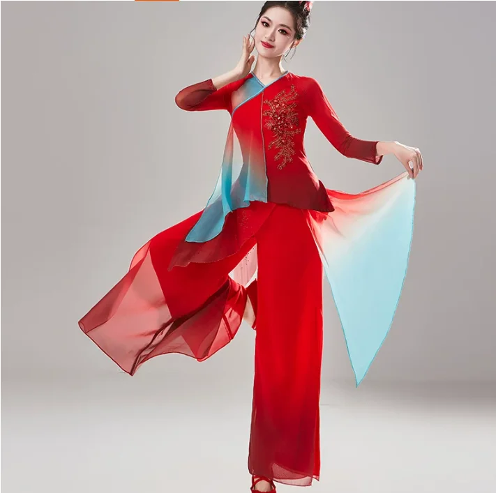 Women's Yangko Dress New Classical Dance Dress Set Female Chinese Folk Dance Dress Costume