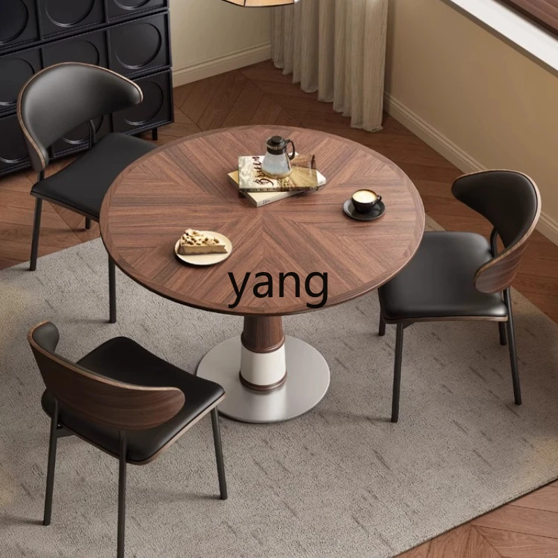 

LH medieval solid wood dining table for home eating round table high-end retro table
