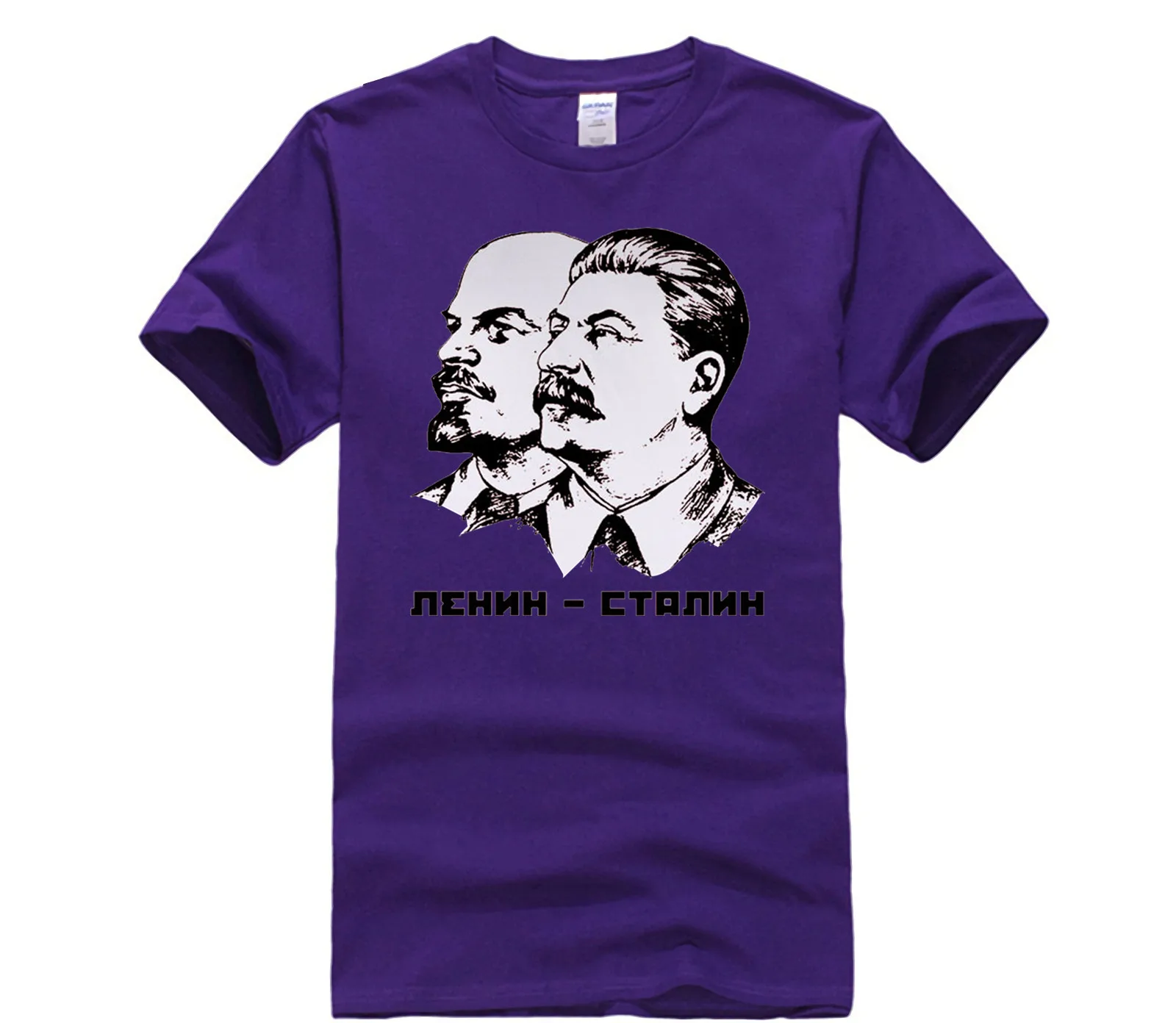 Hot men\'s fun casual print T-shirt Lenin And Stalin t shirt Top Lycra Cotton Men T Shirt