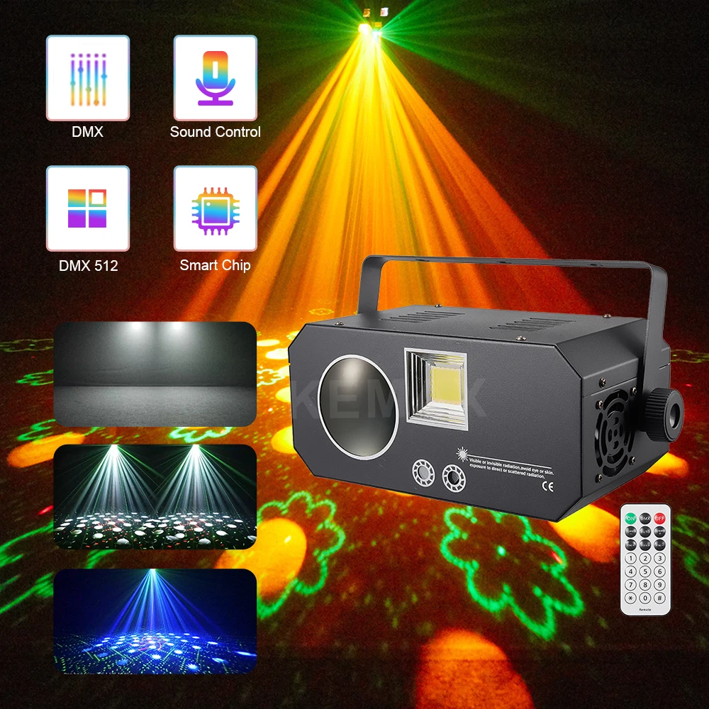 

Mini 80W DJ Light Remote Control LED Pattern 3in1 Disco Stage Effect Lights Strobe For Club Party Dance Bar