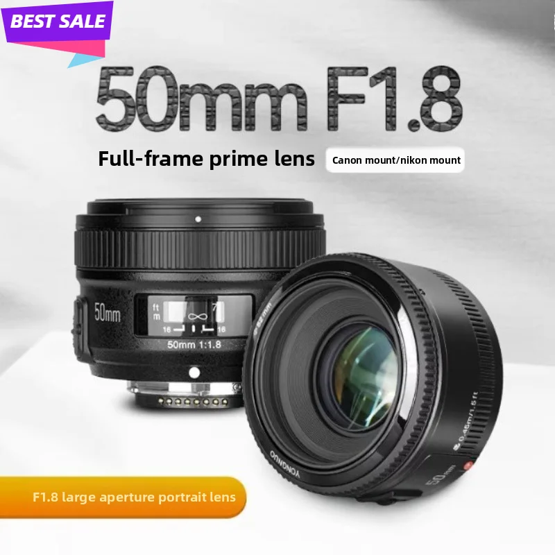 50mm F1.8 Large Aperture Prime Lens for SLR Camera Portrait Photography Black карабин