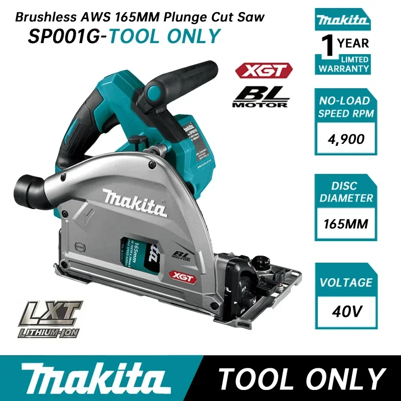 MAKITA SP001GZ Plunge Cut Saw XGT Brushless Cordless AWS 165MM 6-1/2