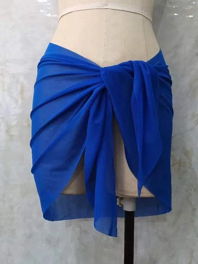 Jupe portefeuille de plage pour femmes, Cover-Up pour maillot de bain, maille transparente, châle de plage, nouvelle mode vacances, un morceau de tissu, été 2025, nouvelle collection