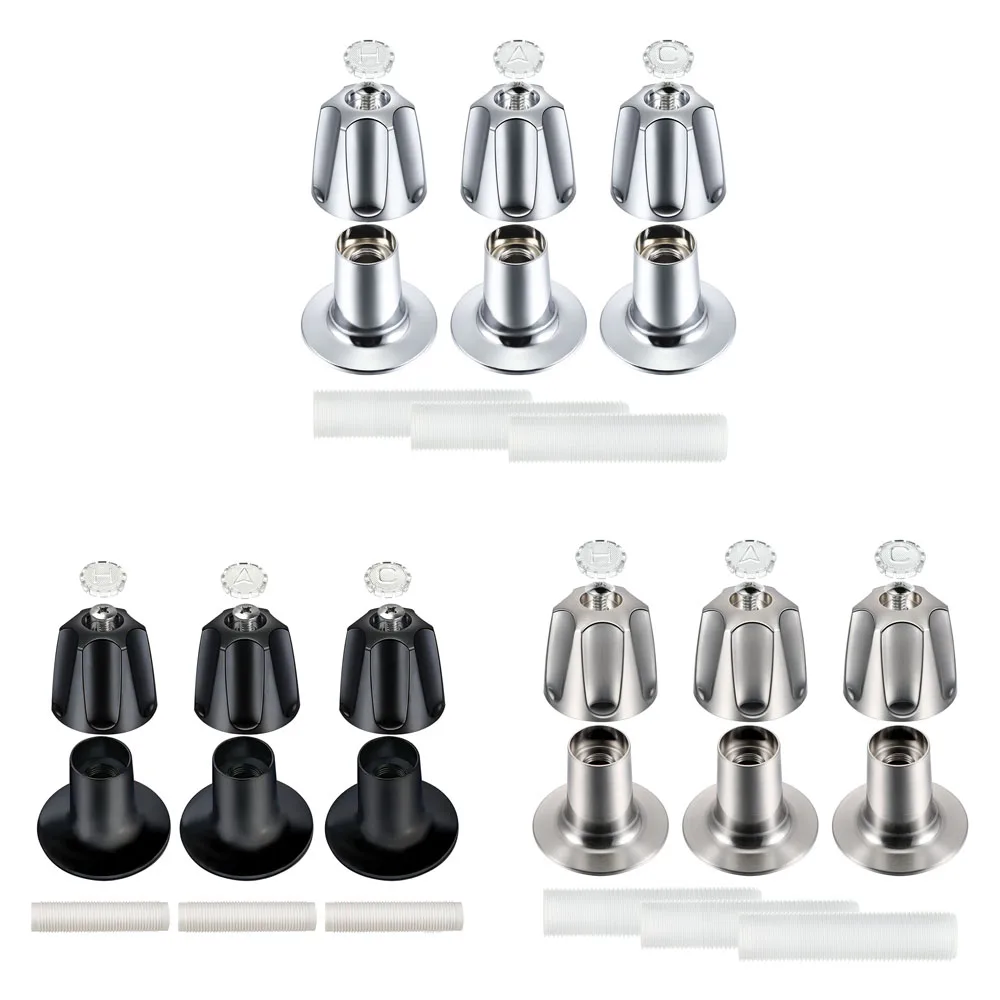 

3 Pieces Shower Knobs Maintenance Parts Shower Handles Hot Cold Diverter Knobs Bathtub Faucets for Hotel Home Apartment Bathroom