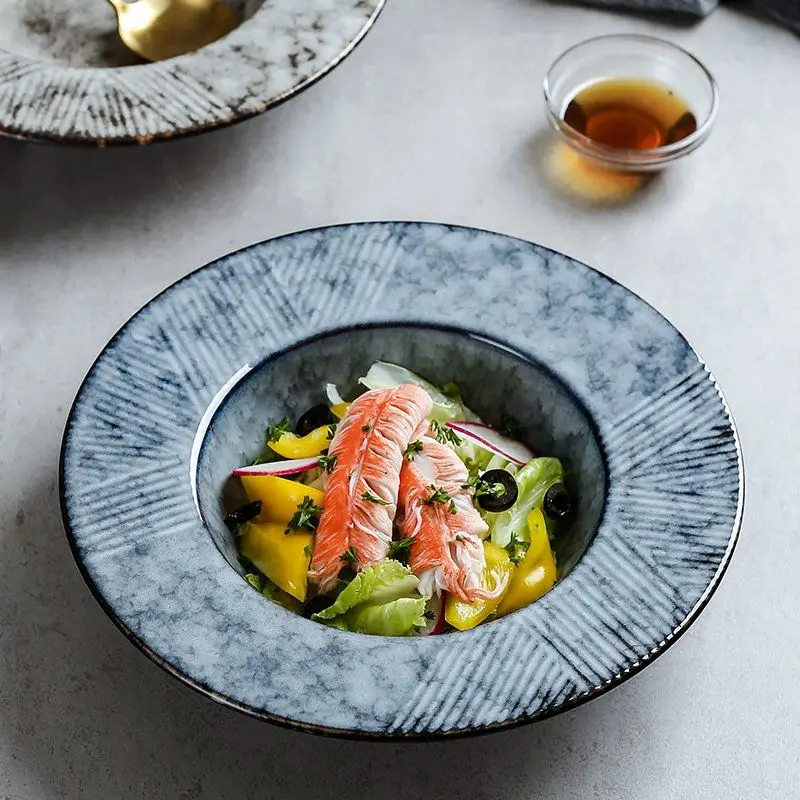 

Japanese-style disc special-shaped tableware creative plate ceramic salad plate pasta plate straw hat plate western food plate