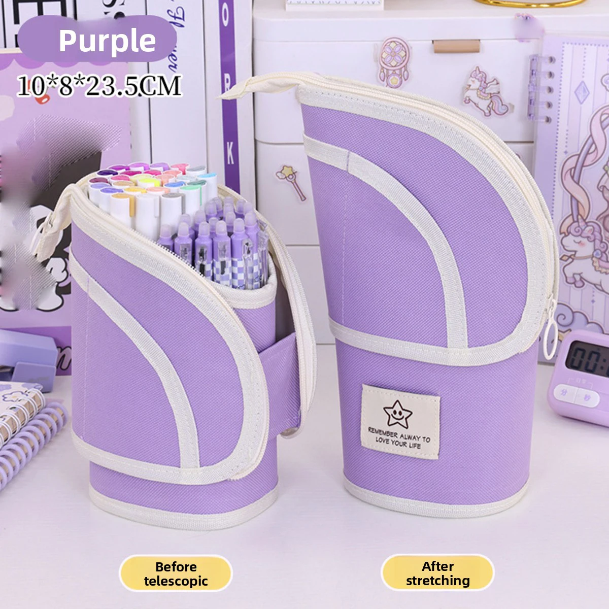 الإبداعية طالب توسيع حامل قلم سعة كبيرة مكتب سطح المكتب قلم رصاص صندوق تخزين منظم قرطاسية حقيبة أكسفورد #3