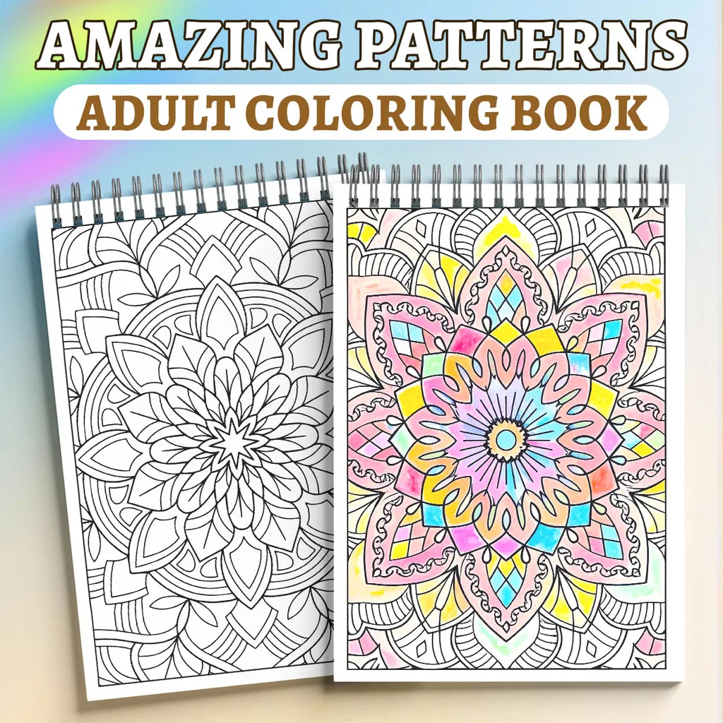 Kaleidoscope Patterns Adult Coloring Book–9th Edition, 3 Sizes – Mandala & Geometric Designs for Stress Relief, Mindfulness