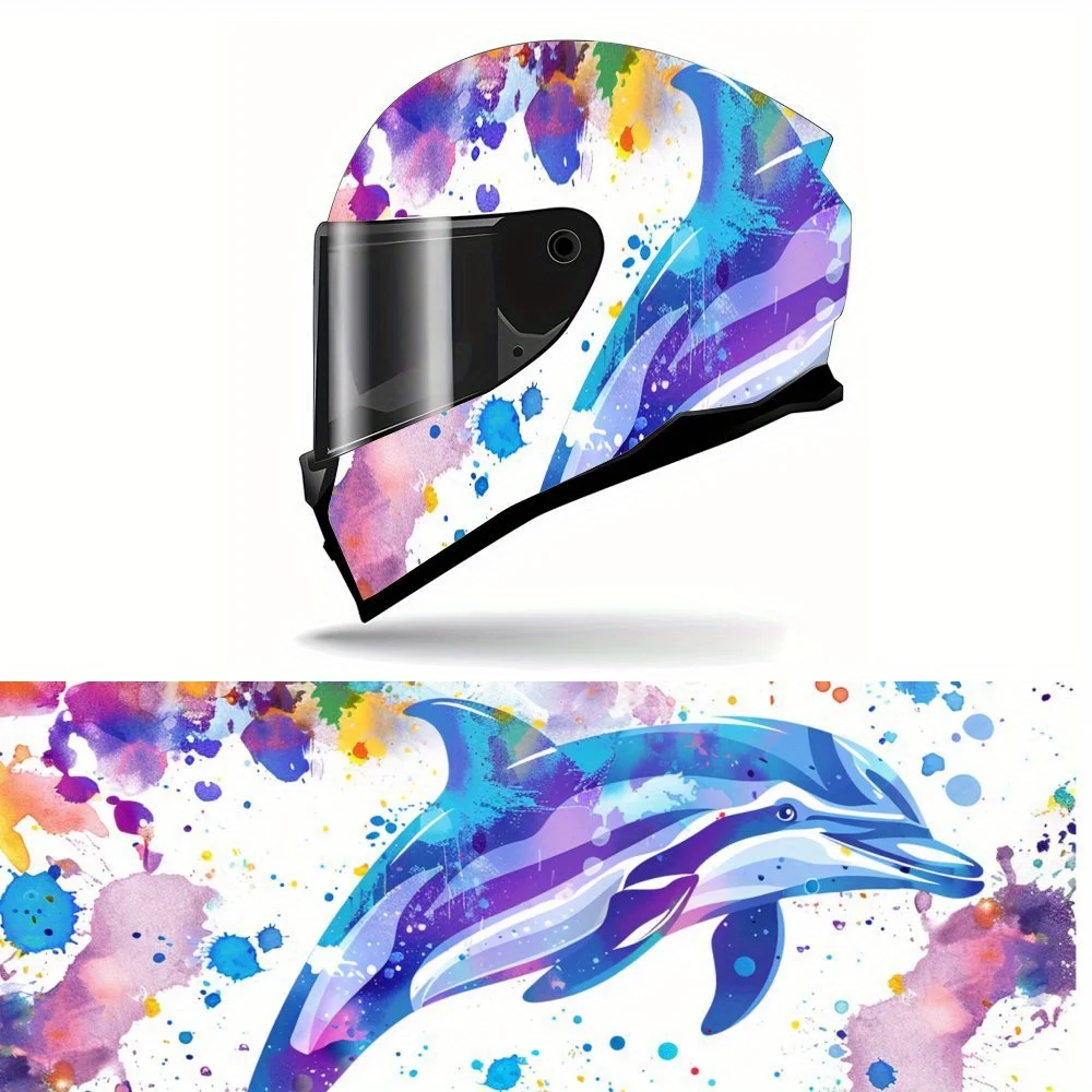 

Marine Animals Jumping Dolphins Print Full Helmet Wrap Sticker Motorcycle Helmet Racing Graphic Decal Vinyl Wrap Helmet Decorati