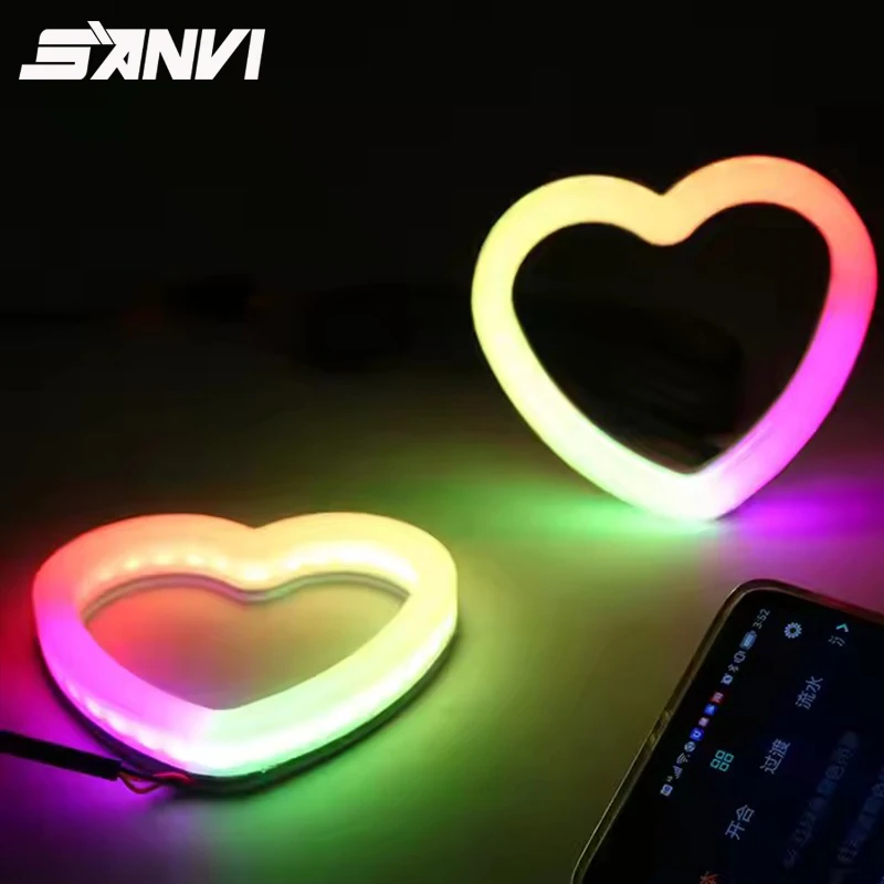 SANVI SRGBA Heart Shape Angel Eyes Halo APP Control DRL Signal Light for  Car Light DIY Auto Lamp Upgrade Light Accessories