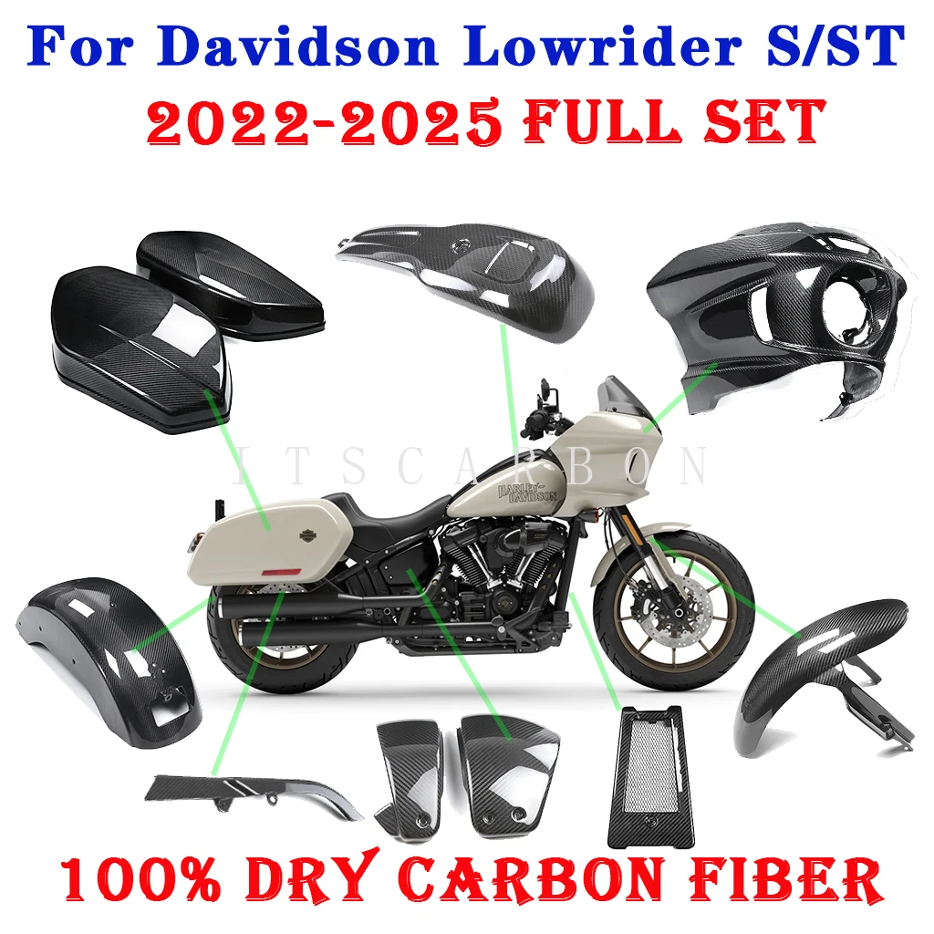 

For Harley Low Rider Lowrider S ST 2022 2023 2024 2025 Real Dry Carbon Fiber Accessories Parts Fender Exhaust Cover Fairing Kits
