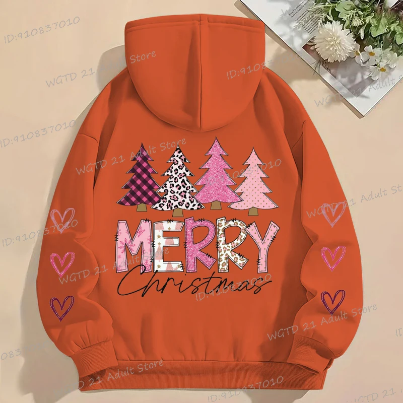 เสื้อฮู้ดพิมพ์ลายคริสต์มาสสำหรับผู้หญิง สไตล์วินเทจ ลายต้นคริสต์มาส แขนยาว ลายกราฟิกหัวใจ เหมาะสำหรับฤดูใบไม้ร่วงและฤดูหนาว สไตล์สวยงามสำหรับเทศกาลคริสต์มาส