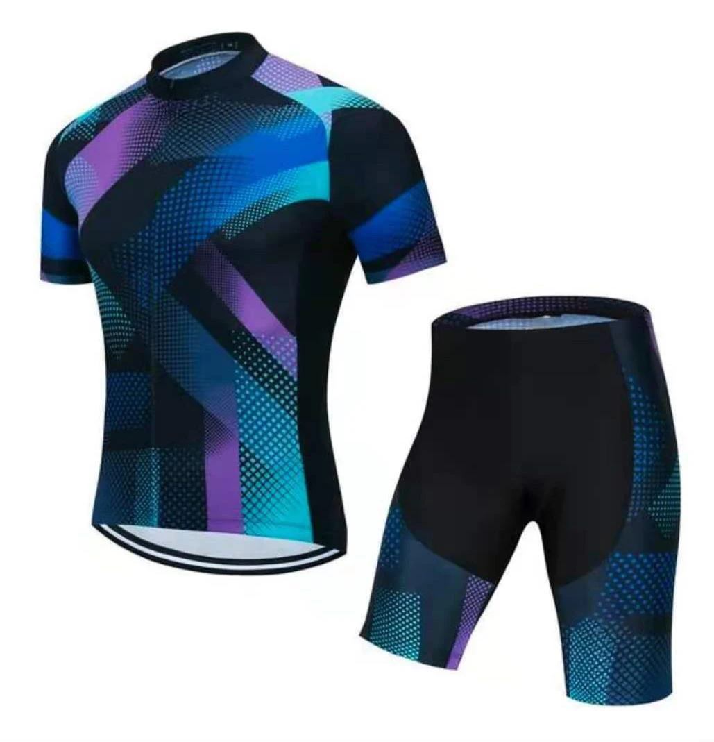 Conjunto de Jersey de Ciclismo para Hombre, Manga Corta, con Culote de Ciclismo con Acolchado de Gel, Secado Rápido, Ropa de Ciclismo de Verano para Hombre