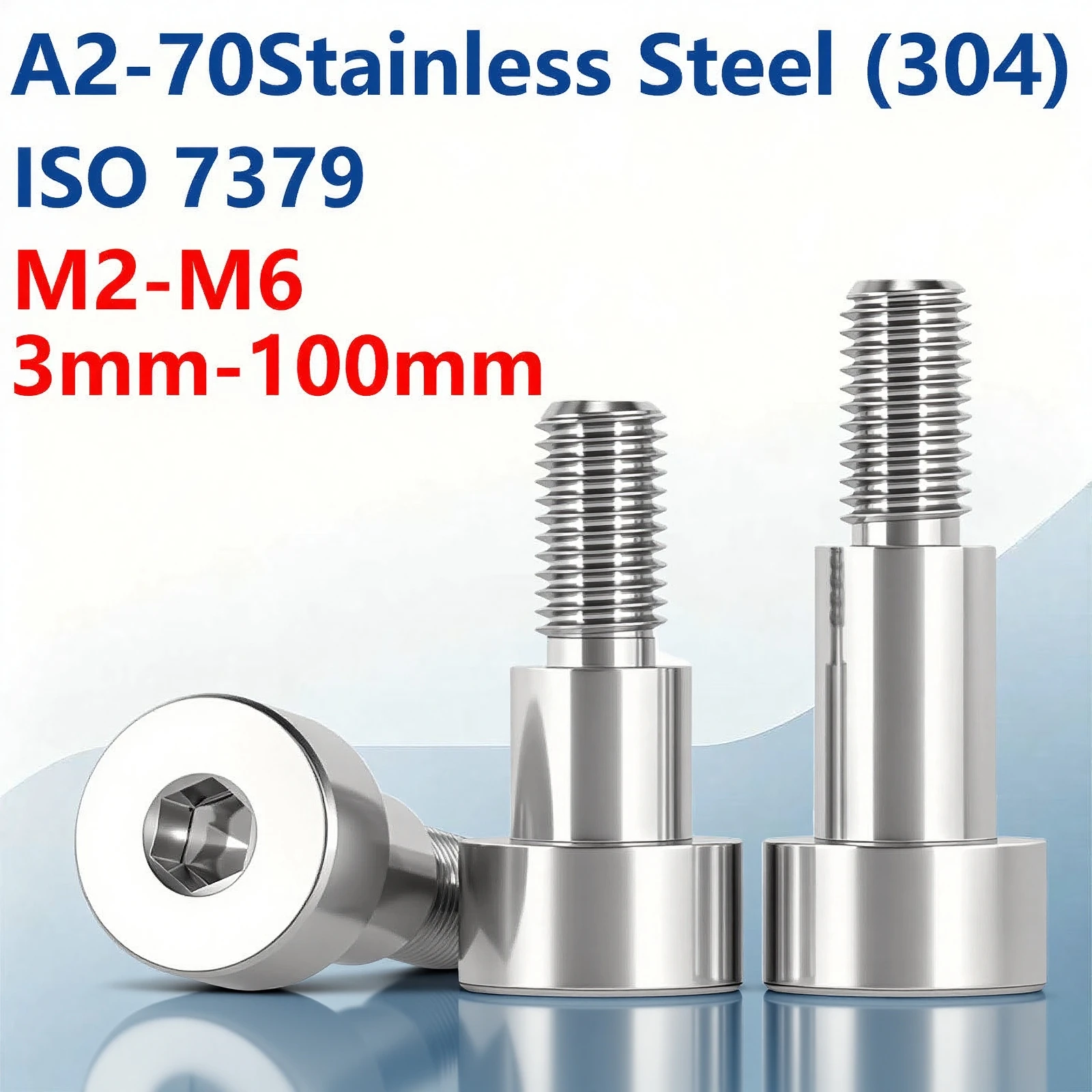 A2-70 304 Stainless Steel ISO 7379 Shoulder Bolt Hex Socket Head Cap Screw Stripper Bolt M2 M3 M4 M5 M6 M8 M10