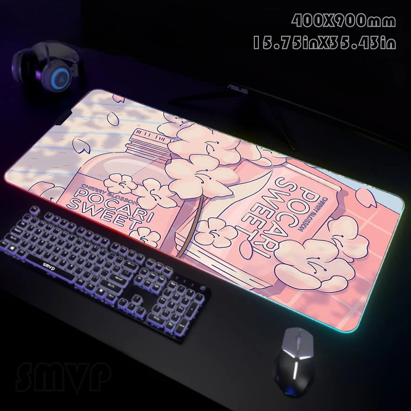 

Design Pink Large RGB Mouse Pad XXL Gaming Mousepad LED Mouse Mat Gamer Mousepads Luminous Table Mats Desk Pads With Backlit