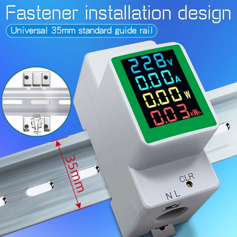 Single Phase Din Alternating Current Energy Meter Monitors,50-300Volt 100A Voltages Current Voltmeter Ammeter Watt Kwh