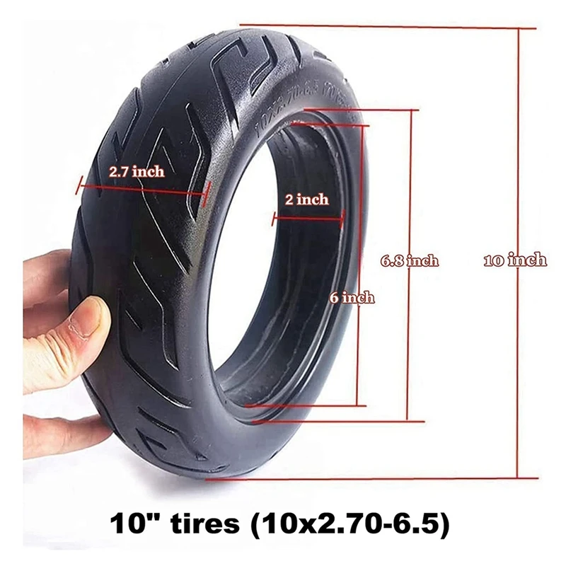 Solid Tire 10 Inch, 10X2.70-6.5 70/65-6.5 Scooter Airless Puncture-Proof Design Explosion-Proof Solid Rubber Tires