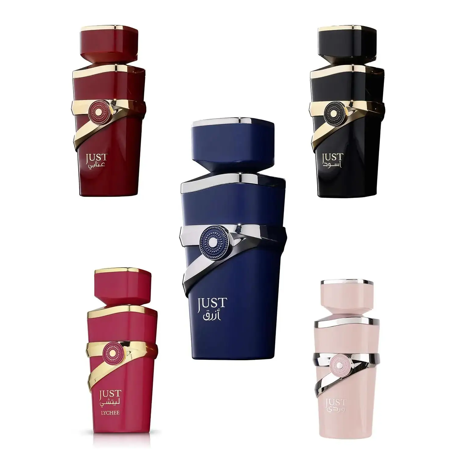 Collection Perfumes de Fragrance World Just For You Azraq Anabi Aswad Wardi Lychee Eau de Parfum para Hombre y Mujer 100 ML