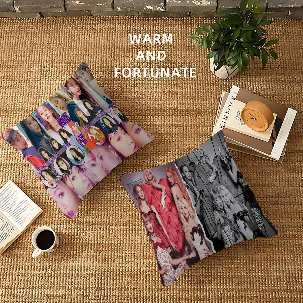 Popular K-Kpop team I-idleS Personalized picture text home decorative pillows Household Gifts 45x45cm