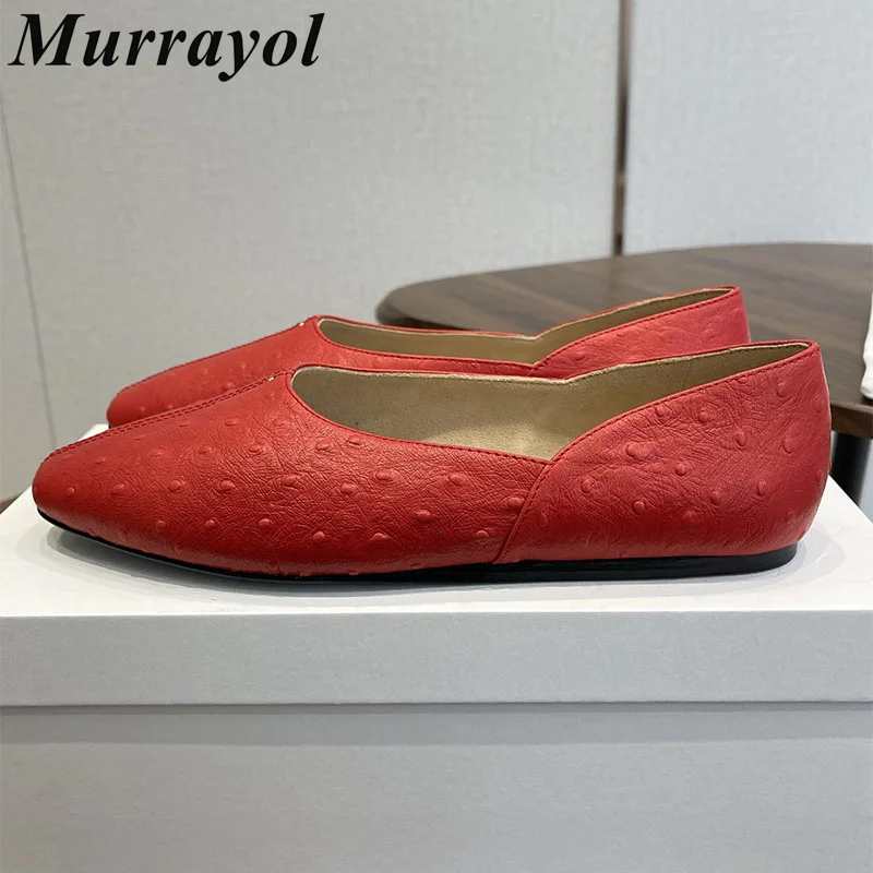 Lazy Loafers Round Toe Shallow Mouth Flat Shoes Women's Genuine Leather Four Ladies Seasons Office Commuting Shoes Driving Shoes