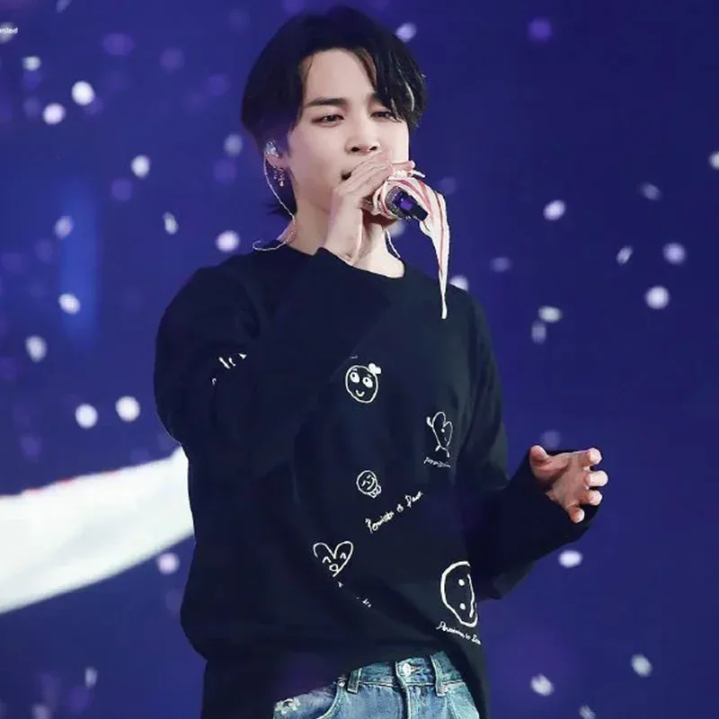 111 www جديد KPOP JIMIN حفلة موسيقية إذن للرقص هوديي الطباعة الرسمية نفس الفقرة بأكمام طويلة تي شيرتات قصيرة الاكمام