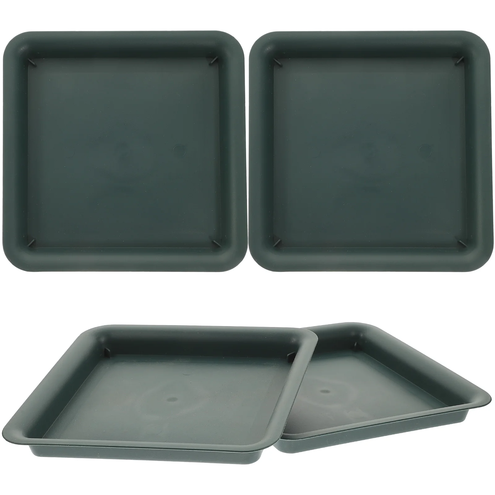 

4pcs Resin Trays Square Shape Strong Plant Saucer Indoor Outdoor Garden Floor Protection Potted Trays Flowerpot Bottom Ground