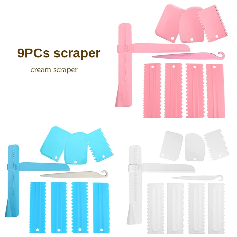 

9pcs set cake decoration comb Cream demoulding knife adjustable scraper cake smoothing Spatula Baking Pastry tools accessories