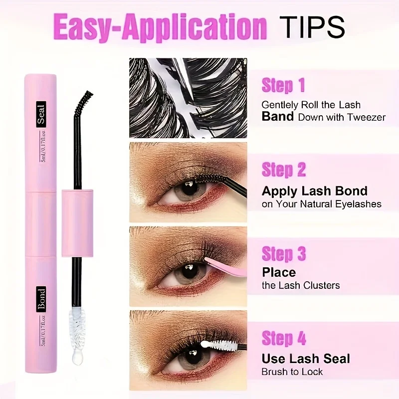 Kit de extensão de cílios: 200 peças de cílios postiços + 10ml olho preto + clipe de cílios, kit de extensão de cílios pessoal DIY