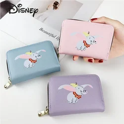 Disney's  Cartoon Dumbo Ladies Wallet Multi-card Slot Anti-theft Brush PU Short Zipper Multifunctional Cute Student Coin Purse