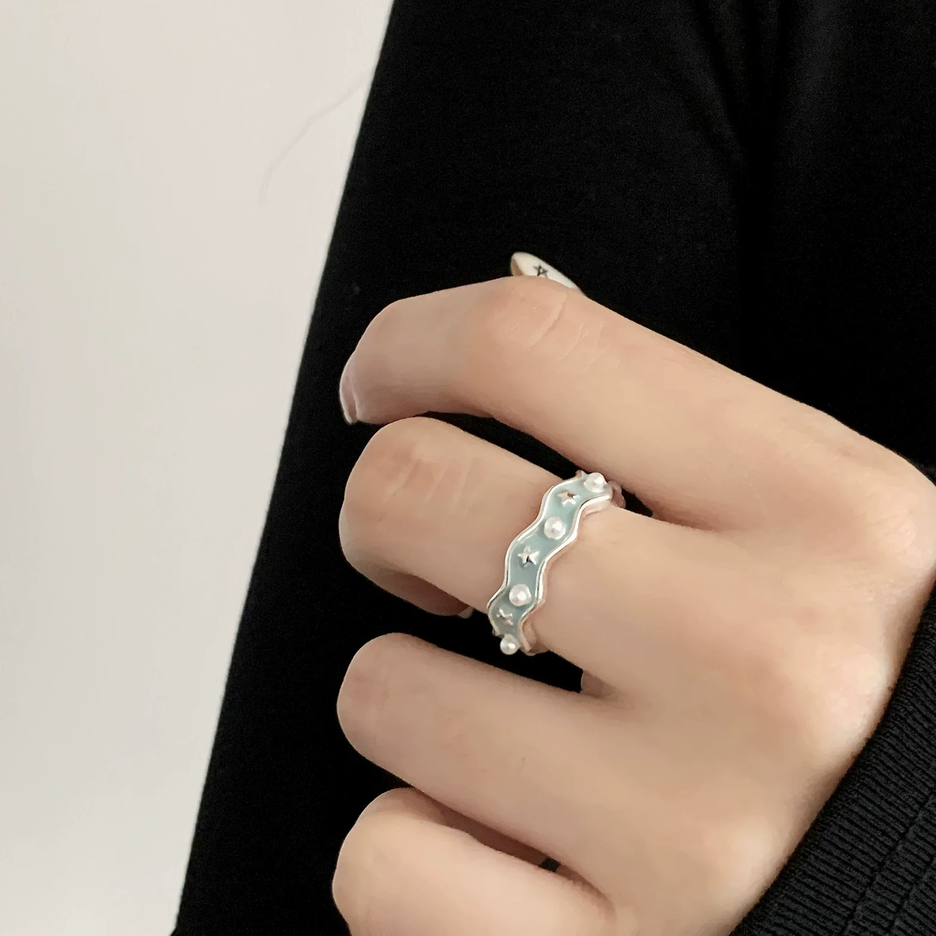 VENTFILLE Blumen-Spitzenring aus 925er-Sterlingsilber, koreanische Mode, Öffnung mit eingelegtem CZ, verstellbare Ringe, Valentinstagsgeschenk