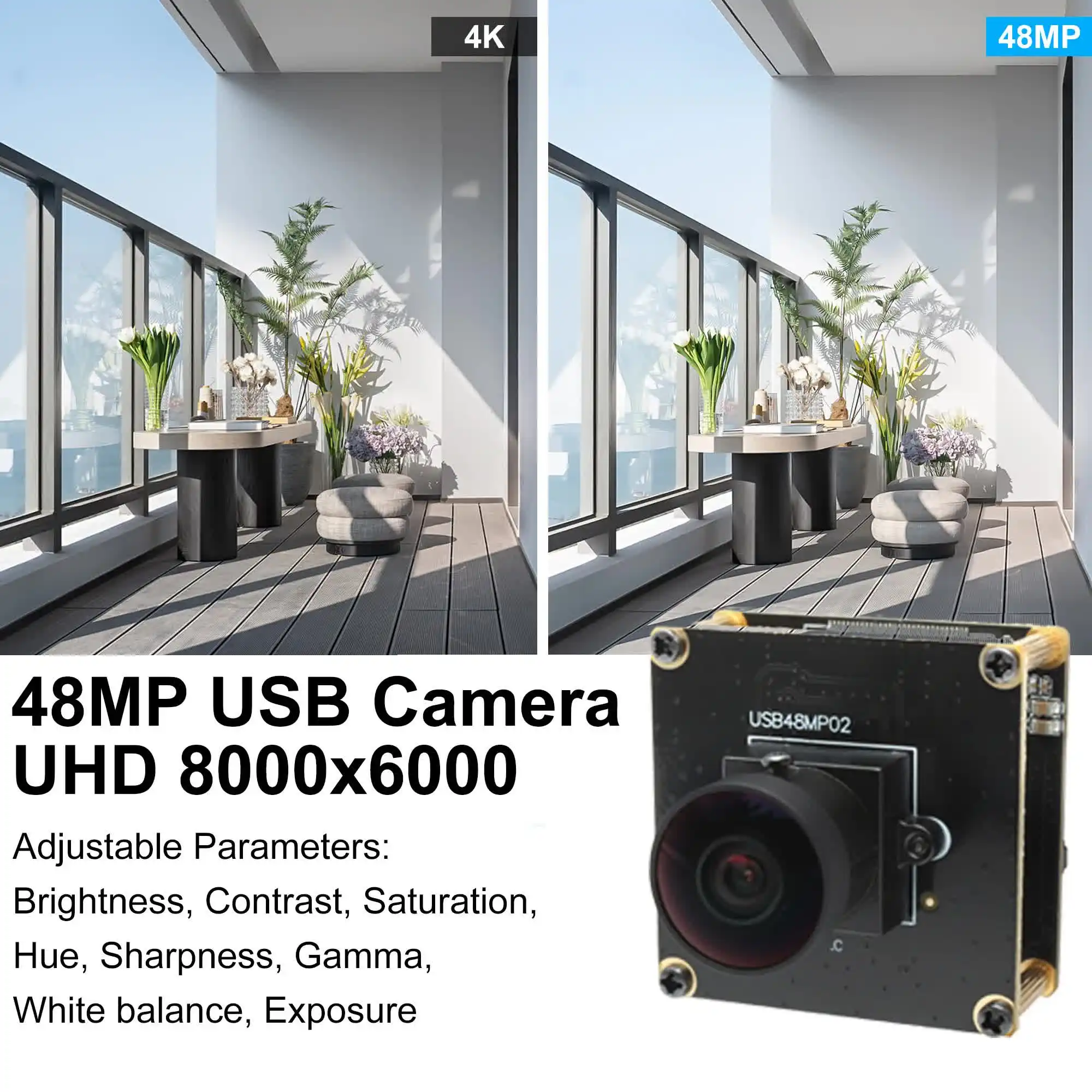 SVPRO 8K USB Camera Wide Angle 48MP Fisheye USB2.0 UHD Webcam Module For Lightburn Laser Camera