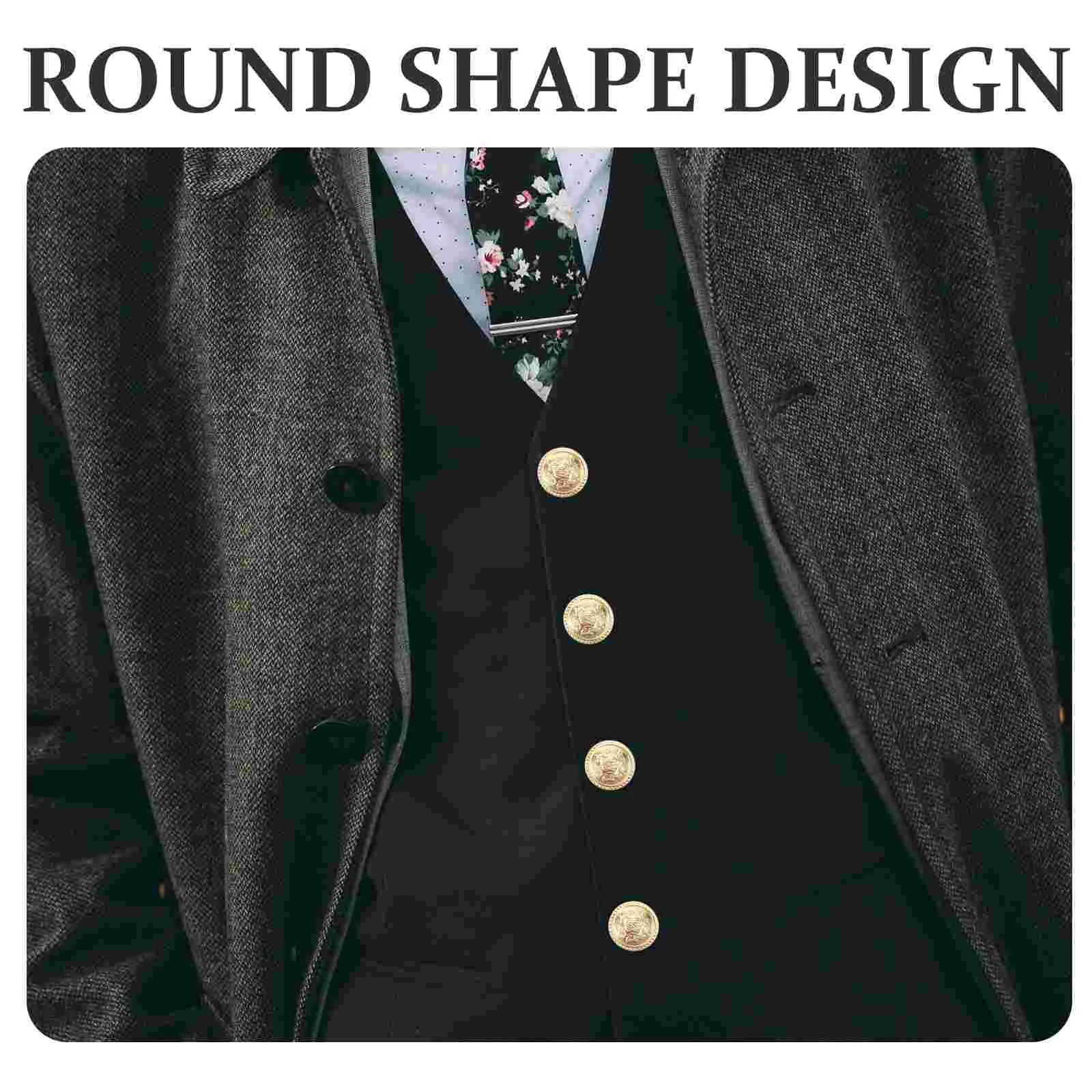 40 Pcs Button Gold Suit Buttons Decor for Metal Coat Men Shirt Round Sewing