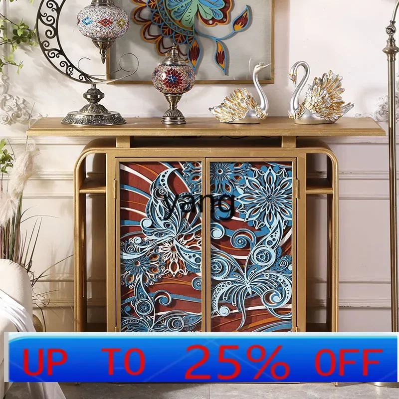 LTT medieval stacked carved painted entrance living room sofa side locker