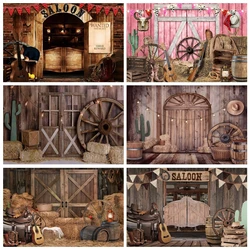 Barn Farm Birthday Backdrop Western Cowboy Photography Background Wood House Door Party Decor Backdrop Photo Studio Props