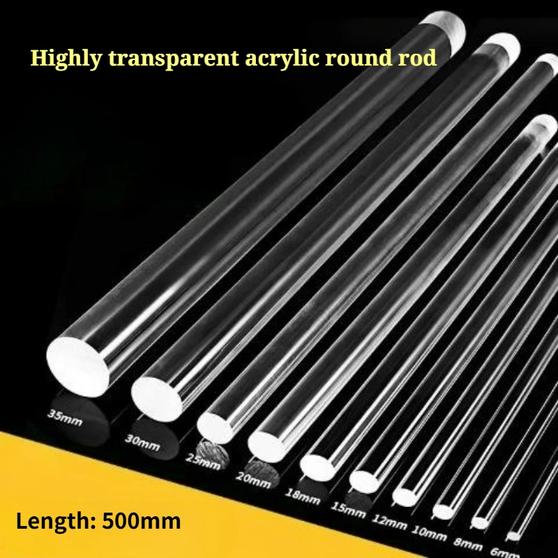 1/2/4/6Pcs Diameter 2mm~40mm Clear Acrylic Solid Rod DIY Craft Architectural Model Material Acrylic Transparent Rod Length 500mm