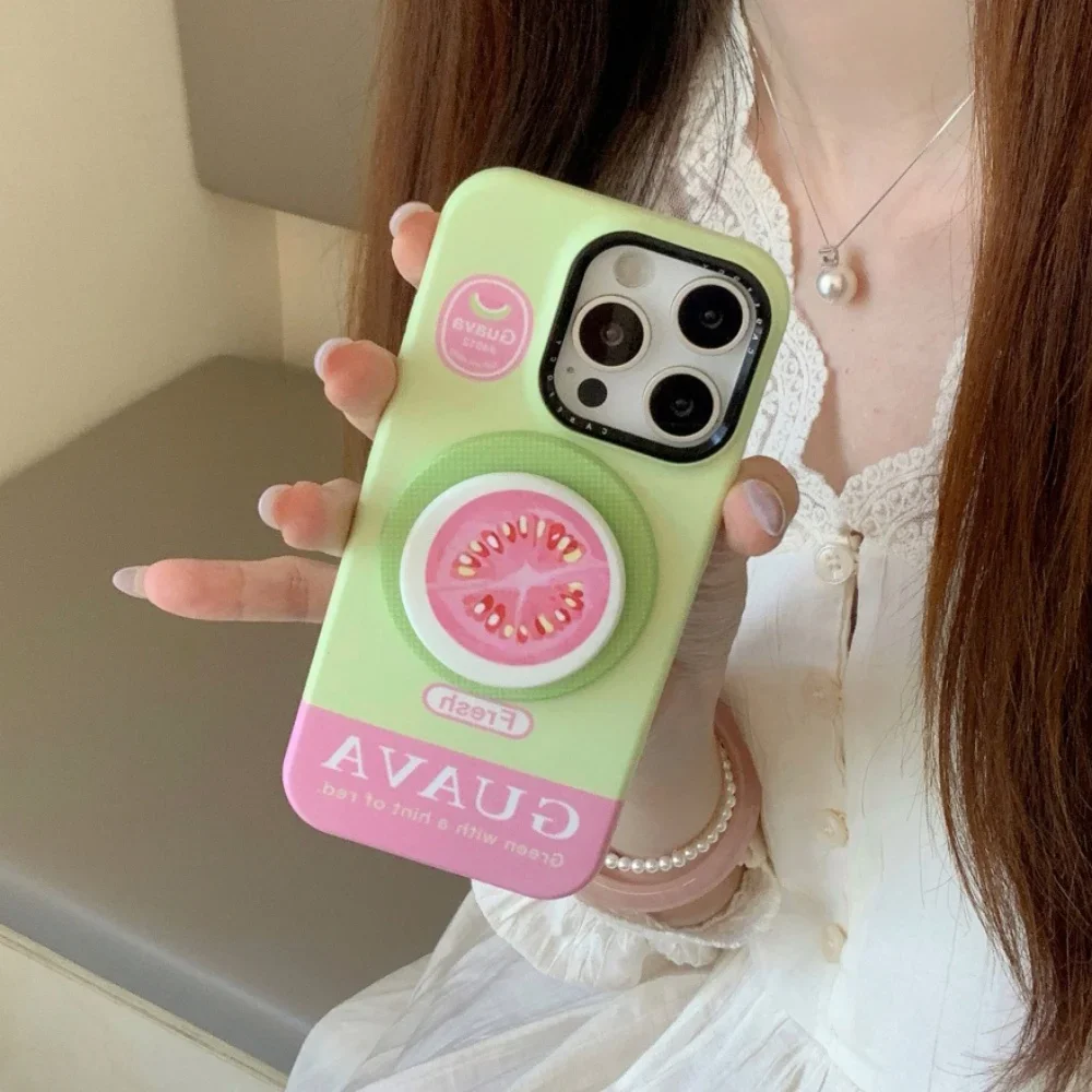 Корейский милый мультяшный магнитный держатель с фруктами, ручка Tok Griptok, подставка для телефона, поддержка IPhone 17, для Pad Magsafe Smart Tok