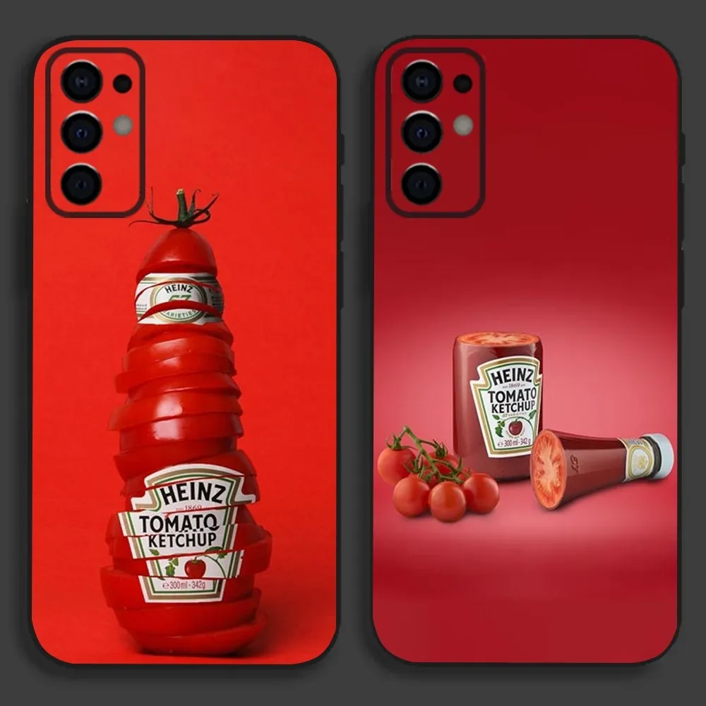 Heinz tomate ketchup senf phone case für samsung s24, s21, s22, s23, s30, ultra, s20, plus, fe, lite, note, 10,9,5g schwarzer Softcover