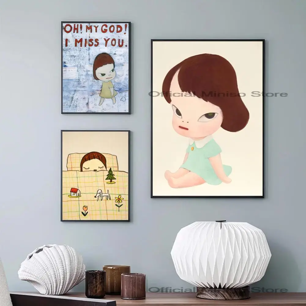 1pc Yoshitomo Nara Art Poster Self-adhesive Art Waterproof Paper Sticker Coffee House Bar Room Wall Decor