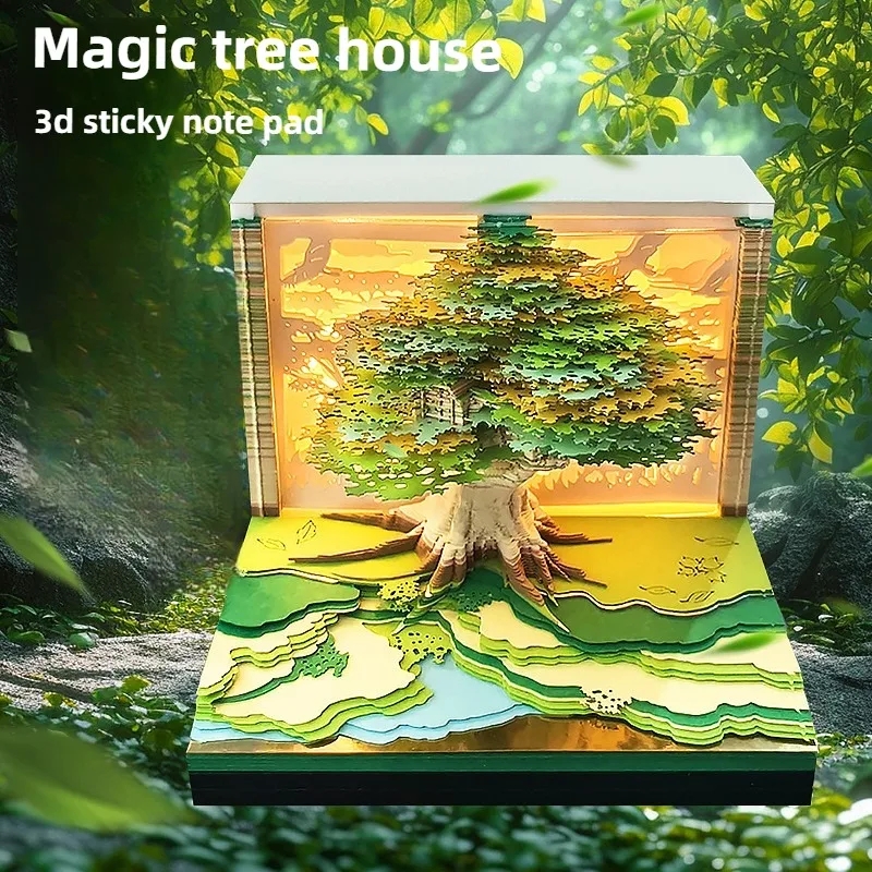 

2026 Calendar Desktop Decor Notepad Sakura Treehouse 3D Memo Pad Block Note Offices Paper Notes Christmas Birthday Novel Gift