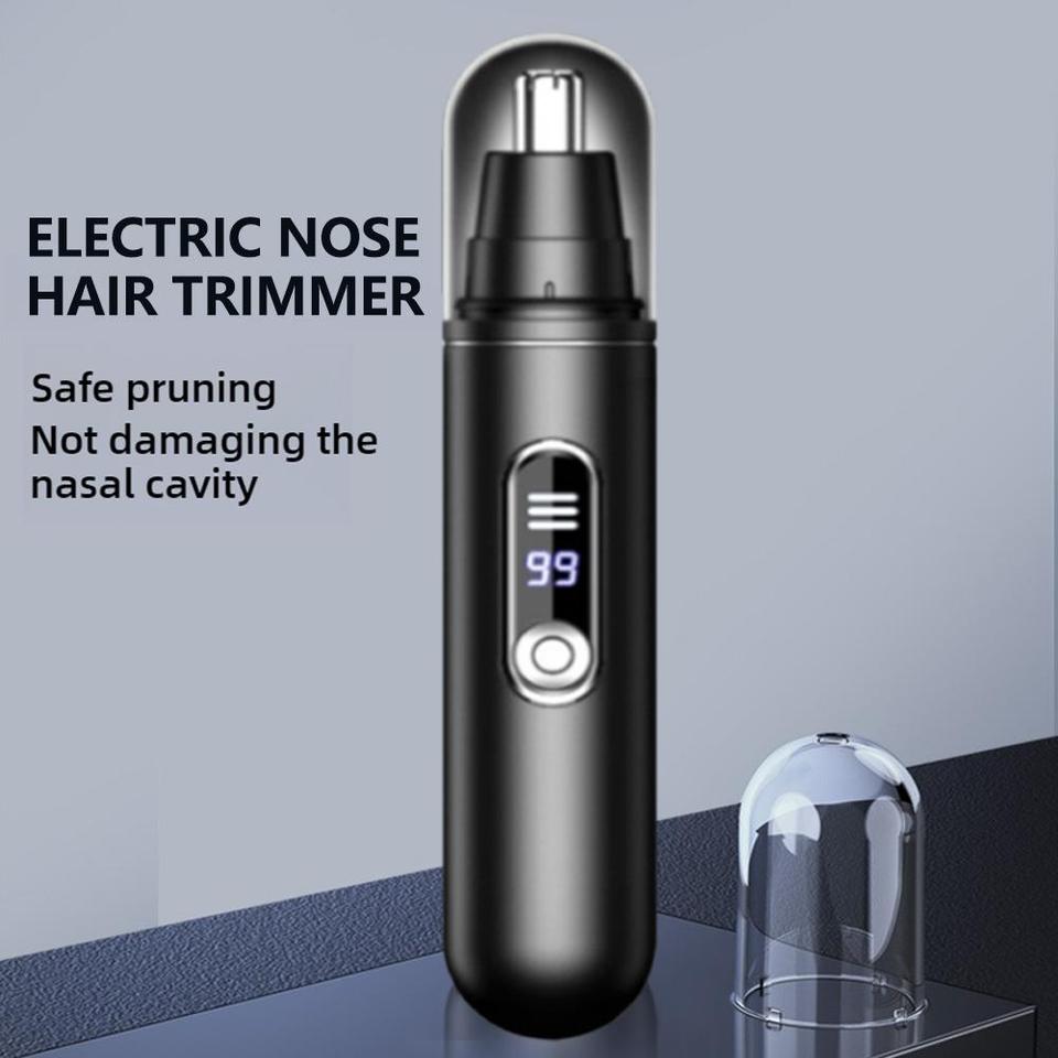 Portable Mini Nose Hair Trimmer Digital Display Painless Clipper Ears Hair Eyebrow Waterproof Nose Hair Trimmer For Men Women 