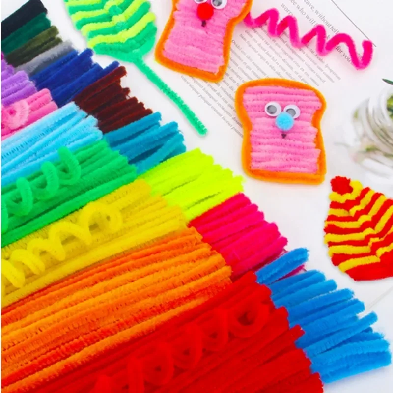 Colorful Chenille Stems Pipe Cleaners Plush Tinsel Stem Wired Sticks Twist Stick Hair Strip DIY Craft Educational Toys Wholesale