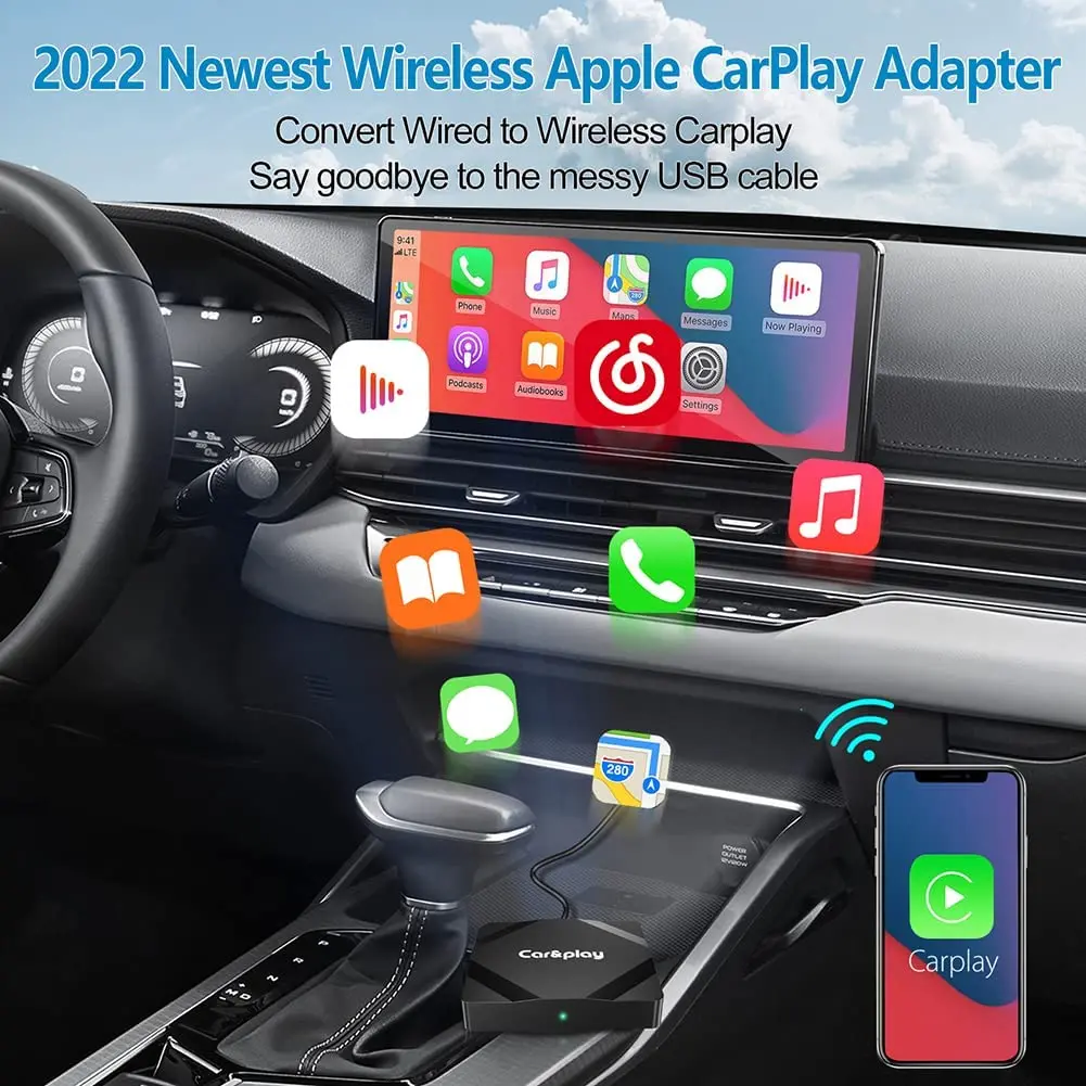 Geohyecc Wireless CarPlay Adapter for iPhone Newest for Apple CarPlay Wireless Dongle for OEM Built-in 5G Chip&5.8 GHZ WiFi