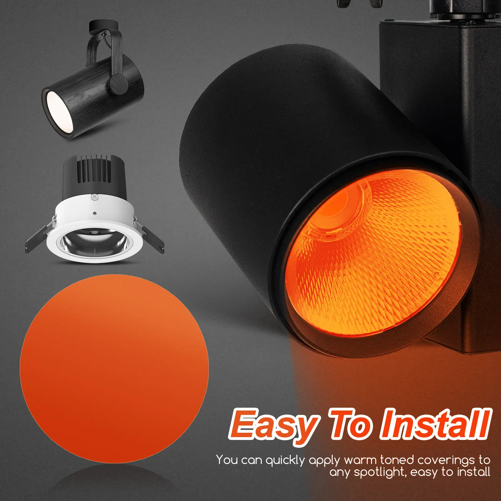 20Pcs Warm Light Filter Stickers 74Mm Amber Color Correction Gel Discs for Ceiling Spotlights Peel and Stick Lighting Upgrade