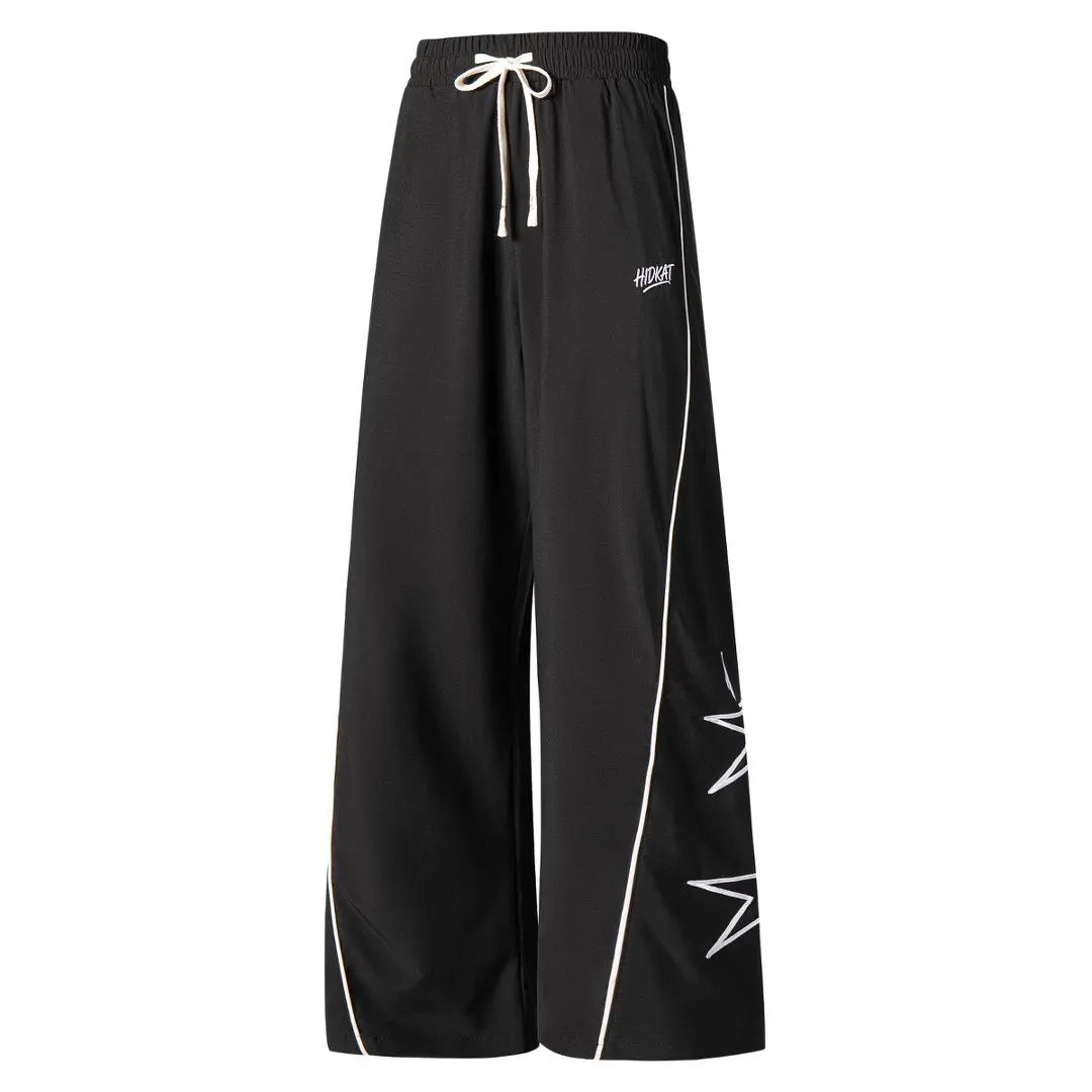 XIYAFAN Men's Wide Leg Sweatpants 95% Polyester 5% Spandex Stretch Knit Star Print Drawstring Casual Joggers Hip Hop Streetwear