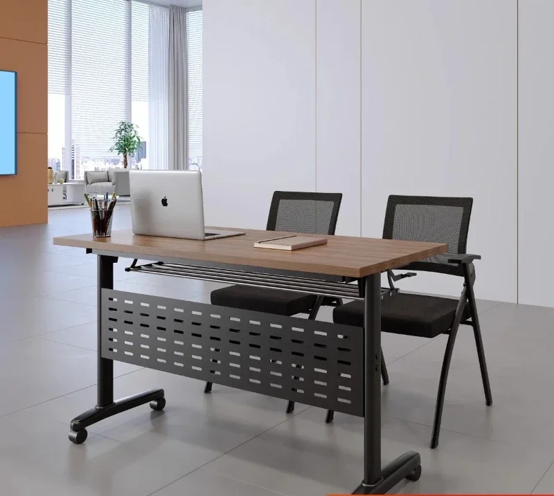 

Folding training table and chair combination conference splicing mobile double rollover table