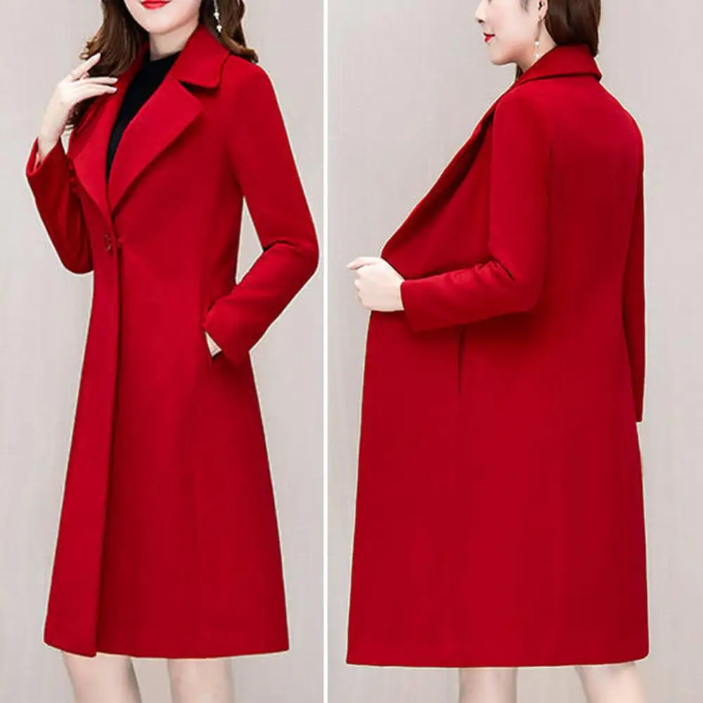 Autumn and Winter 2023 Korean Version Woolen Coat Women's Medium Long Knee Down Waist Suit Collar Wool Coat